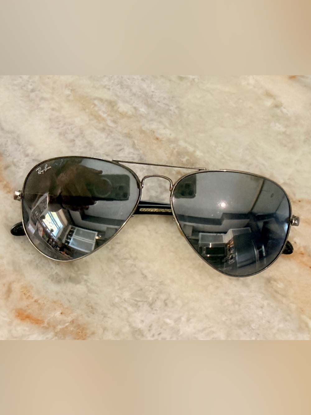 Ray-Ban Men’s Aviator Sunglasses - Silver Frame with Black Lenses